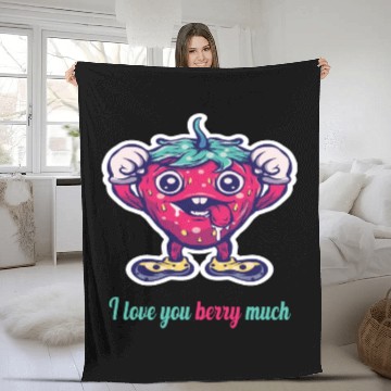 Discover I love you berry much Fleece Blankets