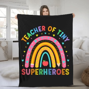 Discover Teacher Of Tiny Superheroes Funny Pre-k Teacher Fleece Blankets