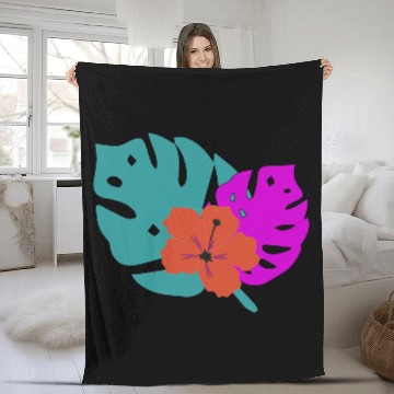 Discover Hibiscus and leaves Fleece Blankets