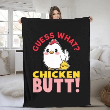 Discover Guess What Chicken Butt Chicken Rooster Farmer Fleece Blankets