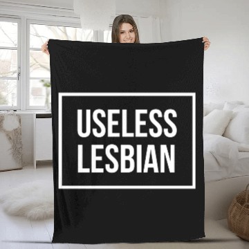 Discover LGBT Gay Pride Lesbian Useless Lesbian white Fleece Blankets