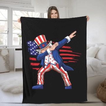 Discover Dab Uncle America American Flag 4th Of July Fleece Blankets