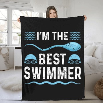 Discover Swim Dad Fathers Day Swimmer Fleece Blankets