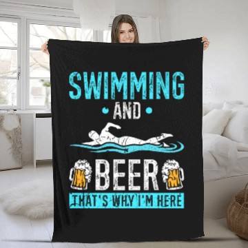 Discover Swimming And Beer Swimmer Swim Fleece Blankets