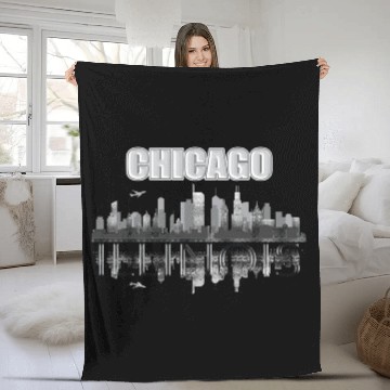 Discover Chicago Skyline Usa Urban City Fleece Blankets
