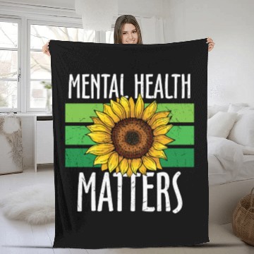 Discover Mental Health Matters Green Sunflower Fleece Blankets