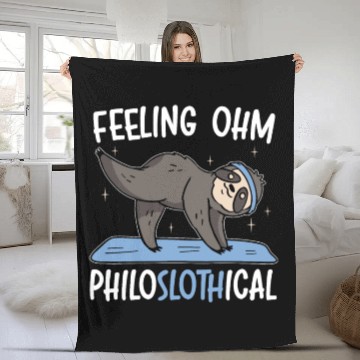 Discover Feeling Philoslothical Fitness Yoga Meditate Sloth Fleece Blankets