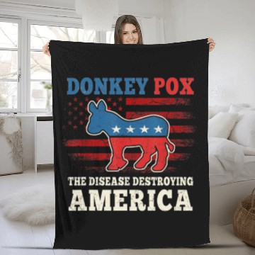 Discover Donkey Pox The Disease Destroying America US Flag Fleece Blankets