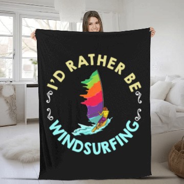 Discover Windsurfing Board Sail Paddle Windsurfer Fleece Blankets