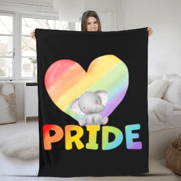 Discover cute love pride elephant Fleece Blankets