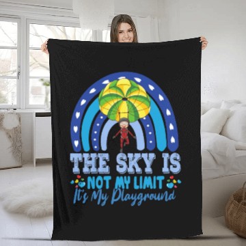 Discover The Sky Is My Playground Skydive Funny Sarcasm Pun Fleece Blankets