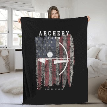 Discover Archery Team USA Vintage American Flag Compound Fleece Blankets