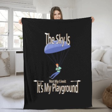 Discover The Sky Is My Playground Skydive Funny Cute Fleece Blankets