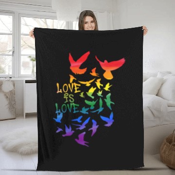 Discover love is love, doves, dove, graffit,colorful Fleece Blankets