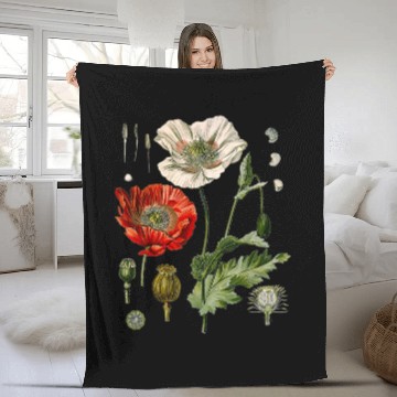Discover Red Poppy flower Botanical Poppies Red Poppy Fleece Blankets