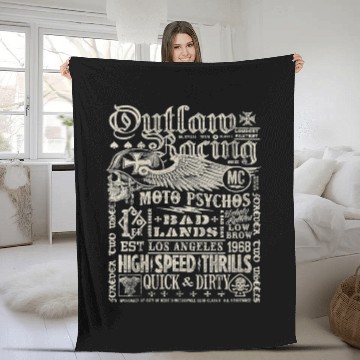 Discover Womens Outlaw Racing Moto Psychos Skull Biker Fleece Blankets