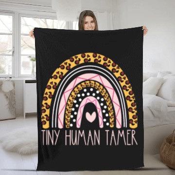 Discover Tiny Human Tamer Bohemian Rainbow Daycare Teacher Fleece Blankets