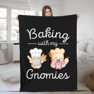 Discover Gnomes Baking Women Funny Gnome Lover Fleece Blankets