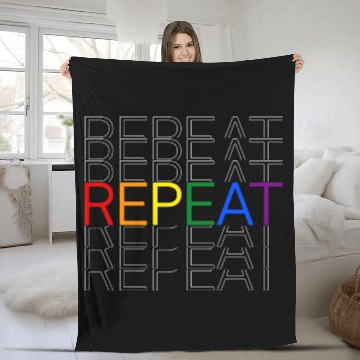 Discover LGBT pride rainbow heart repeat Fleece Blankets