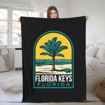 Discover Florida Keys Vintage Beach Fleece Blankets
