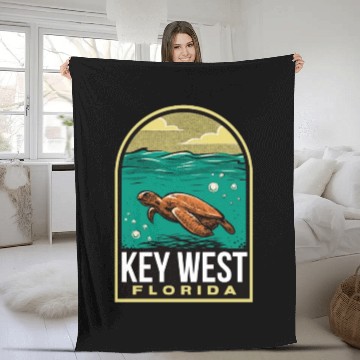 Discover Key West Vintage Sea Turtle Fleece Blankets