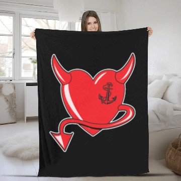 Discover Red Heart - Devil Heart - Anchor - Gift Fleece Blankets