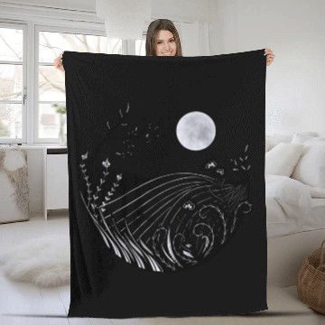 Discover Full moon landscape Fleece Blankets