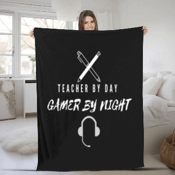 Discover teacher by day gamer by night Fleece Blankets