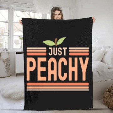 Discover Just Peachy Cute Peach Fruit Peach Pun Phrase Fleece Blankets
