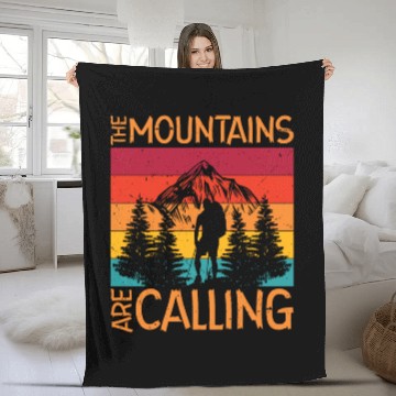 Discover The Mountains are Calling Outdoor Mountain Hiking Fleece Blankets