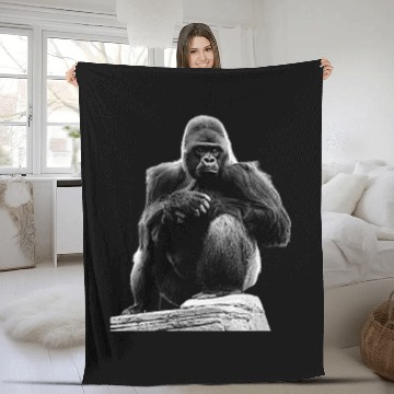 Discover Silverback Gorilla Sitting on Stone Baseball Jerseys Fleece Blankets