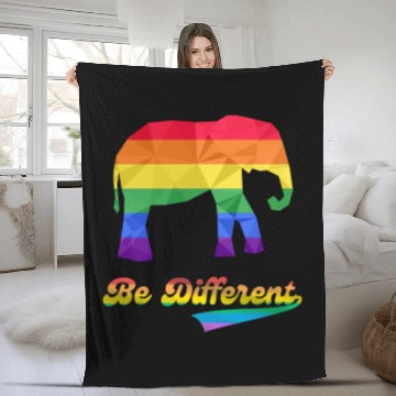 Discover Gay Pride Elephant LGBTQ Rainbow Flag Fleece Blankets