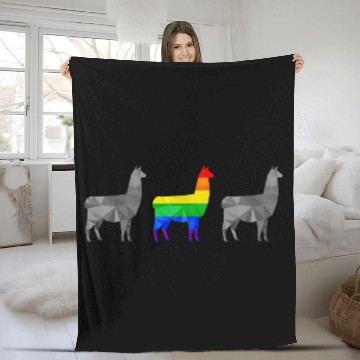 Discover Llama Alpaca LGBTQ Gay Pride Rainbow Flag Fleece Blankets