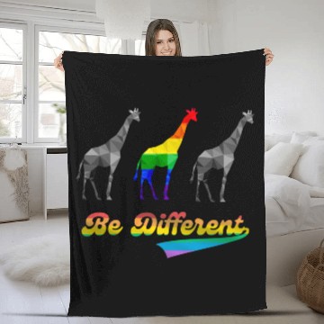 Discover Colorful Giraffe LGBTQ Gay Pride Rainbow Flag Fleece Blankets