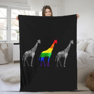 Discover Giraffe LGBTQ Gay Pride Rainbow Flag Fleece Blankets
