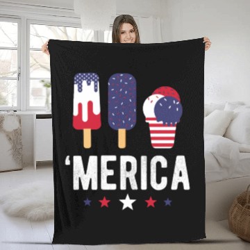 Discover American Ice Cream Lover Popsicles USA Fleece Blankets