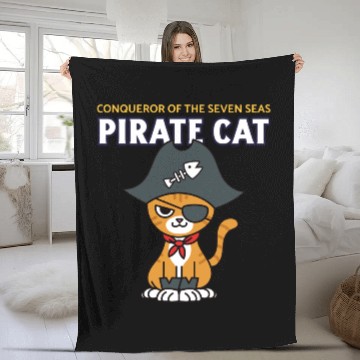 Discover Pirate Cat Fleece Blankets