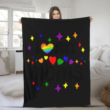Discover I Love My Moms Pride LGBTQ Fleece Blankets