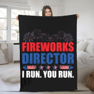 Discover Fireworks Director I Run You Run America Flag Fleece Blankets