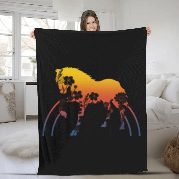 Discover Floral Horse Fleece Blankets, Horse Flower Lover Gift