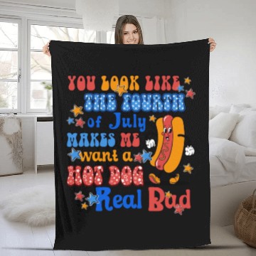 Discover Makes Me Want A Hot Dog Real Bad 4th of July Fleece Blankets