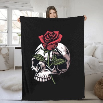 Discover Bullets and Skull Roses Aesthetic Dripping Pattern Fleece Blankets