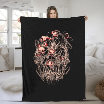 Discover Bullets and Skull Roses Aesthetic Dripping Pattern Fleece Blankets