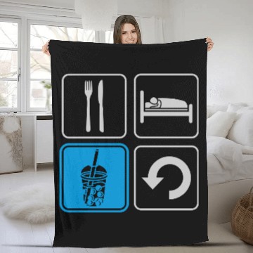 Discover Boba Tea Repeat daily Fleece Blankets