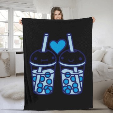 Discover Team bubble tea faces Fleece Blankets