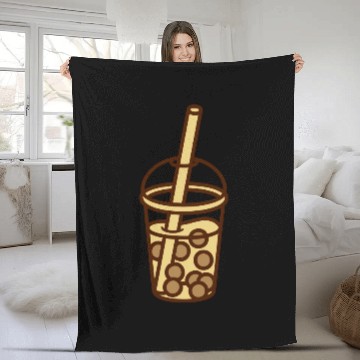 Discover Bubble tea comic design Fleece Blankets