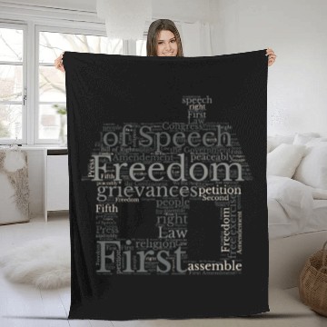 Discover Freedom Of Speech - Wordcloud Fleece Blankets