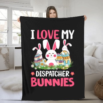 Discover I Love My Dispatcher Bunnies Easter Day Funny Fleece Blankets