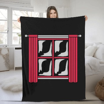 Discover dark night window wood Fleece Blankets
