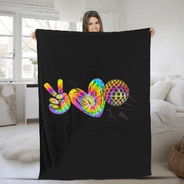 Discover Peace Love Golf Tie Dye Cute Golf Lovers Fleece Blankets